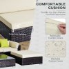 Outsunny 6 Pieces Rattan Garden Furniture Set, 5 Seater Garden Sofa Set with Thickened Cushions, Glass Top Coffee Table and Ottomans, Outdoor Sectional Conservatory Furniture with Pillows, Brown