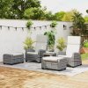 Outsunny 5 Pieces PE Rattan Garden Furniture Set, Wicker Outdoor Furniture Set with Reclining Chairs, Coffee Table, Footstools and Thick Cushions for Balcony, Patio, Grey