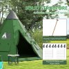 Outsunny 6 Men Tipi Tent, Camping Tent with Mesh Windows, Sewn-in Floor, Two Doors and Carry Bag, Easy Set Up, for Hiking Picnics Outdoor Night, Green