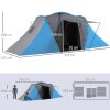 Outsunny 4-6 Man Tunnel Tent with 2 Bedroom and Living Area, Large Camping Tent, 2000mm Waterproof, Portable with Bag, for Fishing Hiking Festival, Grey and Blue
