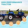HOMCOM Electric Ride on Tractor 12V Kids Electric Car with Detachable Trailer Remote Control, Music, Horn, Lights, Start-Up Sound, for Ages 3-6 Years - Blue