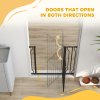 PawHut Dog Gate Wide Stair Gate w/ Door Pressure Fit Pets Barrier for Doorway, Hallway, 76H x 75-95W cm - Black