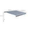 Outsunny 3m x 2.5m Garden Patio Manual Awning Canopy Sun Shade Shelter with Winding Handle Retractable Blue and White