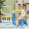 AIYAPLAY Kids Piano, 37 Keys Electronic Keyboard, Children Grand Piano with Microphone, Stool, LED Light, Record & Play Function, Musical Instrument for Kids Ages 3-6 Years, Blue