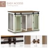PawHut Dog Crate Furniture for Large Dog, Double Dog Cage for Small Dogs with Divider, Sliding Doors - White