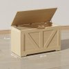 HOMCOM 100L Storage Chest, Storage Trunk with 2 Safety Hinges and U-shaped Cut-out Pull, Organiser Box for Living Room, Entryway, 80 x 40 x 45 cm, Natural Wood Finish