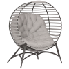 Outsunny Egg Chair with Soft Cushion, Outdoor Lounge Chair with Steel Frame and Side Pocket, Garden Leisure Seat for Indoor, Outdoor, Light Grey
