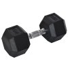HOMCOM 15KG Single Rubber Hex Dumbbell Portable Hand Weights Dumbbell for Home Gym Workout Fitness