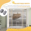 PawHut Extra Tall Dog Gate with Cat Flap, Pet Safety Gate for Doorways Stairs with Auto Close Double Locking, 104 cm Tall 74-101 cm Wide, White