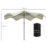 Outsunny 3(m) Garden Parasol Umbrella with 32 Solar LED Lights and Tilt, Outdoor Market Table Umbrella Sun Shade Canopy with Crank, 8 Ribs, Cream White