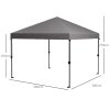Outsunny 3 x 3(m) Pop Up Gazebo, 1 Person Easay Setup Marquee Party Tent with 1-Button Push, Adjustable Straight Legs, Wheeled Bag, Stakes, Ropes, Sandbags, Instant Shelter, Grey