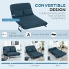 HOMCOM 2 Seater Sofa Bed, Click Clack Convertible Bed Settee, Modern Velvet Feel Fabric Sofa with 2 Cushions for Living Room, Bedroom, Guest Room, Navy Blue