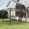 Outsunny 3 x 4m Pergola with Retractable Roof, Aluminium Frame Garden Gazebo Canopy Outdoor Sun Shade Shelter for Grill, Patio, Deck, Khaki