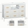 HOMCOM Boucle Chest of Drawers, 8 Fabric Drawers Storage Organiser with Charging Station, 2 USB and 2 AC Ports, Steel Frame, Fabric Dresser for Living Room, Bedroom, Hallway, Cream White
