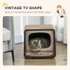 PawHut Cat Scratching Board, Cat Scratcher TV Shape Corrugated Cardboard 2 in 1 Cat House with Catnip, for Indoor Cats, Brown
