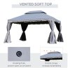 Outsunny 3 x 4m Aluminium Garden Gazebo, Marquee Canopy Shelter Pavilion Party Tent with Nets and Curtains for Garden and Deck, Grey