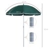 Outsunny 2.2m Beach Umbrella, Portable Parasol with Tilting Function, Outdoor Sunshade Shelter with 8 Ribs for Garden, Pool and Patio, Green