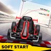 HOMCOM 24V Electric Go Kart for Kids, Ride On Racing Kart with Adjustable Seat, Battery Powered Drifting Ride On Car with Music, Light, Slow Start, Button Start, Horn, for 6-12 Years, Red