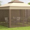 Outsunny 3 x 3(m) Pop Up Gazebo, Marquee Party Tent with Double Tier Roof, Netting and Carry Bag, Event Shelter for Outdoor Patio, Khaki