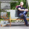 Outsunny 4 Pieces Garden Furniture Set with Cushions, Wooden Garden Sofa Set with 1 Loveseat, 2 Armchairs and 1 Coffee Table, Outdoor Table and Chairs for Conservatory, Balcony, Patio, Teak