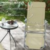 Outsunny Outdoor Sun Lounger Set of 2, Reclining Garden Chairs with Adjustable Footrest, 2 Pieces Recliner with 5-level Adjustable Backrest, Headrest, Beige