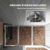 Outsunny 5x3ft Garden Shed, Steel Small Shed, Outdoor Lean-to Shed with Adjustable Shelf, Lock and Gloves for Patio, Garden, Dark Grey with Foundation Kit