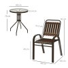 Outsunny 3 Pieces Patio Bistro Set, Garden Furniture Set with Stackable Chairs, Tempered Glass Table, Rust Resistant for Outdoor, Balcony, Patio, Garden, Dark Brown