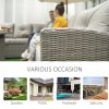 Outsunny Rattan Garden Furniture with Fire Pit and Waterproof Cover, 8 Seater Garden Corner Sofa Set with 11.8 KW Fire Pit Table, Ottomans and Olefin Cushions, Outdoor Conservatory Furniture, Grey