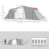 Outsunny 4-6 Man Tunnel Tent with 2 Bedroom, Living Area and Vestibule, Large Camping Tent, 2000mm Waterproof, UV50+, Portable with Bag, for Fishing Hiking Festival, Grey and Red