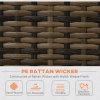 Outsunny 4 Seater Rattan Corner Sofa Set, Wicker Rattan Garden Furniture Set with Loveseats, Tables, Cushions for Outdoor, Patio, Orange