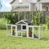 PawHut Large Chicken Coop with Run Garden Hen House Poultry Coops Cages with Nesting Box Wooden 204 x 85 x 93cm, Grey