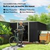 Outsunny 11.3 x 9.2ft Lean to Metal Garden Shed, Outdoor Galvanised Tool Storage House with Double Sliding Doors and 2 Air Vents, Black