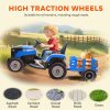 AIYAPLAY Ride on Tractor with Trailer, 12V Electric Vehicle with Remote Control, Ride on Car for Kids with Music, Shifter, Start-Up Sound for Ages 3-8 Years, Blue