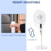 HOMCOM 16'' Pedestal Stand Fan, 3 Speed 3 Mode, 85 Degree Oscillation, LED Panel, 3M Remote Controller, Height Adjustable for Living Room, Bedroom, Garage, Office, Black and White
