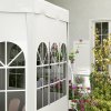 Outsunny 4m Hexagonal Gazebo Canopy Party Tent with 6 Removable Side Walls for Outdoor Event with Windows and Doors, White