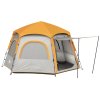 Outsunny Instant Camping Tent, 2/3/4 Person Easy Setup Dome Family Tent with Vestibule, Rainfly, 4 Mesh Windows & 2 Doors, Hexagonal Design, Waterproof & UV Protected, Light Grey