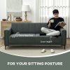 HOMCOM 3 Seater Sofa, Modern Fabric Sofa Couch, Channel Tufted Upholstered Sofa Settee for Living Room, Guest Room, Bedroom, Home Office, Charcoal Grey