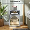 HOMCOM Bedside Table, Modern Bedside Cabinet with 2 Open Compartments and Unique Arch Design, Side Table for Living Room, Bedroom, Grey