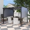 Outsunny 3 x 3(m) Garden Pergola, Outdoor Pergola Gazebo with Adjustable Canopy, Sun Shade Patio Canopy Shelter, Grey