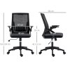Vinsetto Mesh Office Chair, Desk Chair with Lumbar Support, Flip-up Armrest, Swivel Wheels, Adjustable Height, Black