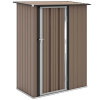 Outsunny 5ft x 3ft Metal Garden Storage Shed, Outdoor Tool Shed with Sloped Roof, Lockable Door for Tools, Equipment, Brown