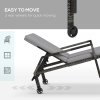 Outsunny Outdoor PE Rattan Sun Lounger, 5-Level Adjustable Backrest Wicker Outdoor Chaise Recliner, Garden Chair with 2 Wheels, Grey