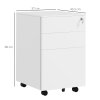 Vinsetto 3-Drawer Vertical Filing Cabinet with Pencil Tray, Lock and 5 Wheels, Steel Mobile File Cabinet, for A4, Legal and Letter Size, Pre-Assembled Body, White
