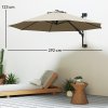 Outsunny 3 M Wall Mounted Garden Parasol Umbrella with Rotate, Outdoor Market Umbrella Sun Shade Canopy with 8 Ribs, Khaki