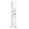 HOMCOM Bathroom Floor Storage Cabinet Slim Tallboy w/ Door Cupboard & Shelves For Living Room, Bedroom, Hallway White