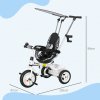 HOMCOM Trike, 6 in 1 Tricycle for Kids, Baby Trike with Push Handle, Removable Canopy, 5-Point Safety Harness, Storage Basket, for 18-60 Months, White