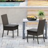 Outsunny 4 Pieces PE Rattan Garden Chairs with Cushion, Patio Wicker Dining Chairs with Backrest for Patio, Deck, Garden, Dark Grey