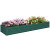 Outsunny Galvanised Raised Bed for Garden, Rectangular Outdoor Elevated Planter Box with Safety Edging and Open Bottom for Growing Flowers, Herbs and Vegetables, 240 x 60 cm, Green