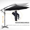Outsunny 3(m) Garden Banana Parasol Hanging Cantilever Umbrella with Crank Handle, 8 Ribs and Cross Base for Outdoor, Sun Shade, Black