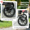 PawHut Dog Stroller, Easy Folding Pet Stroller for Large Dogs, Puppy Pram Pet Pushchair with 4 Big Wheels, Shock-Absorbing Frame, Safety Leashes, Brakes, Red/Black
